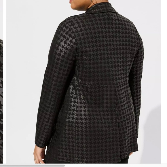 NWOT Torrid Studio Luxe Ponte Relaxed Blazer, black Houndstooth Size 00 M/L - Picture 14 of 15